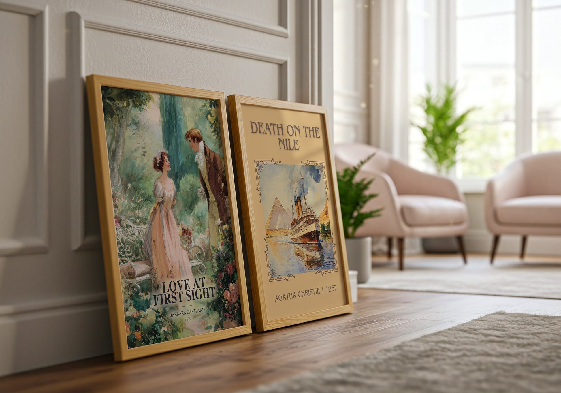 Love At First Sight watercolour print framed by window – literary home decor