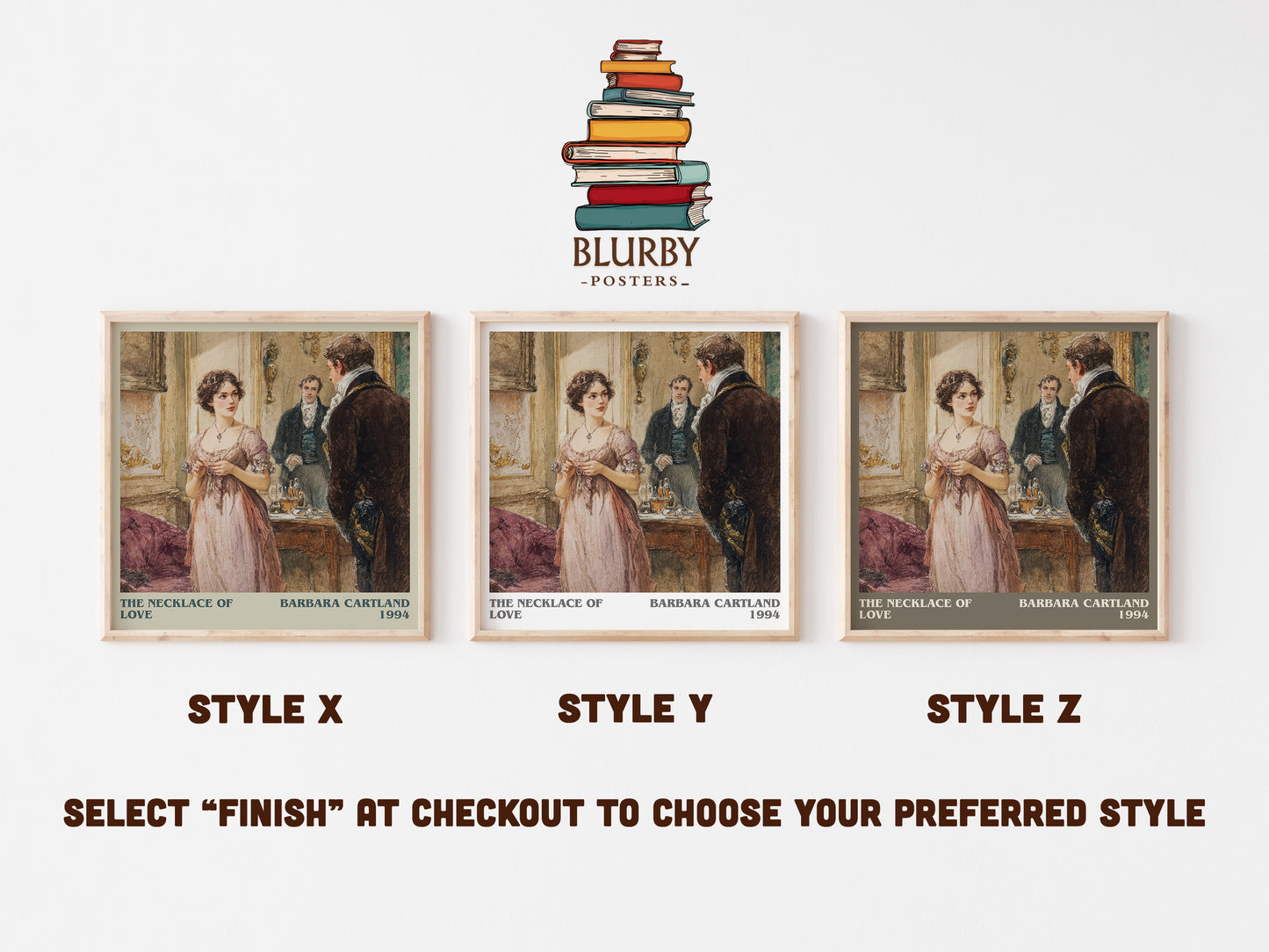 The Necklace of Love literary art print colour and style options – Barbara Cartland book art
