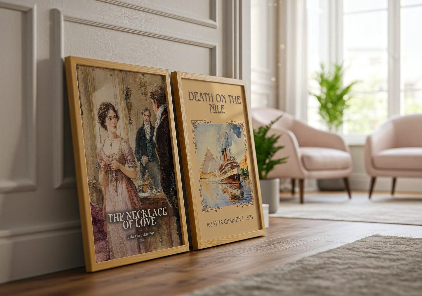 The Necklace Of Love watercolour print framed by window – literary home decor
