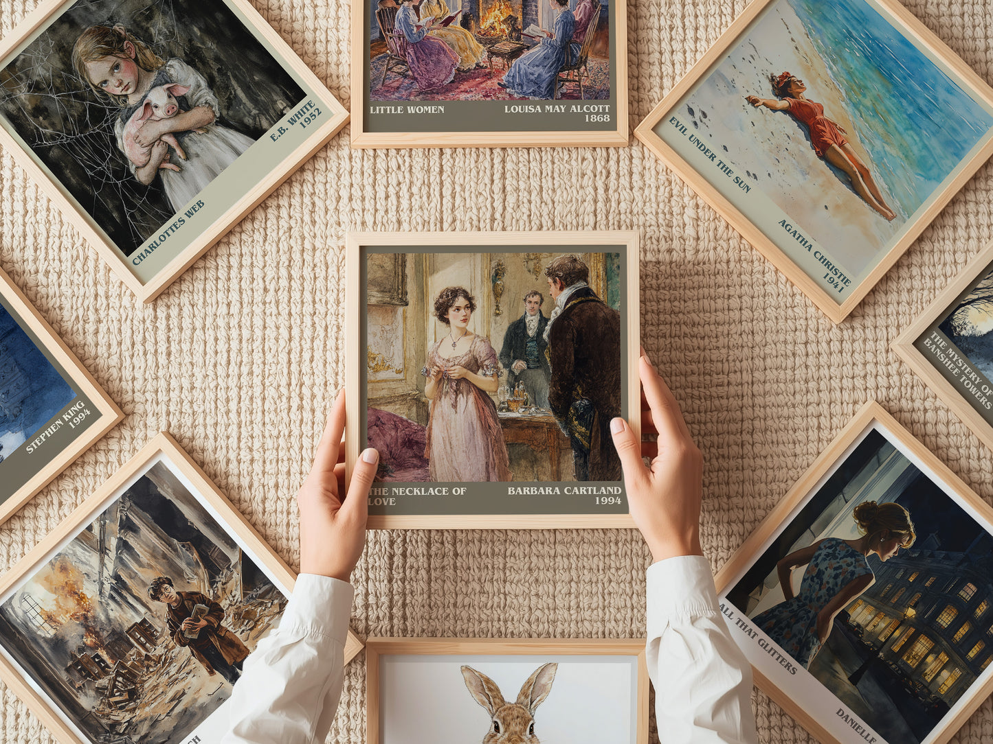 The Necklace of Love literary print on bookshelf – Barbara Cartland fan gift