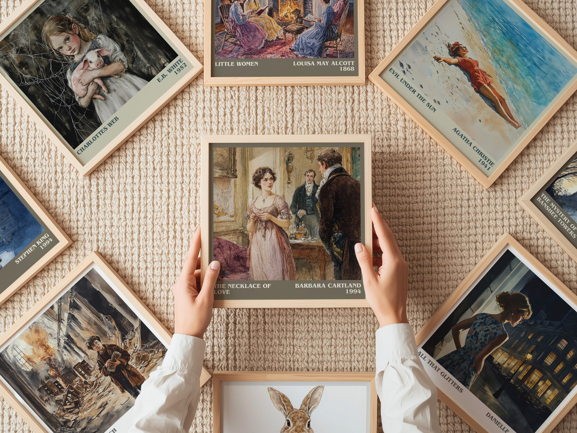 The Necklace of Love literary print on bookshelf – Barbara Cartland fan gift