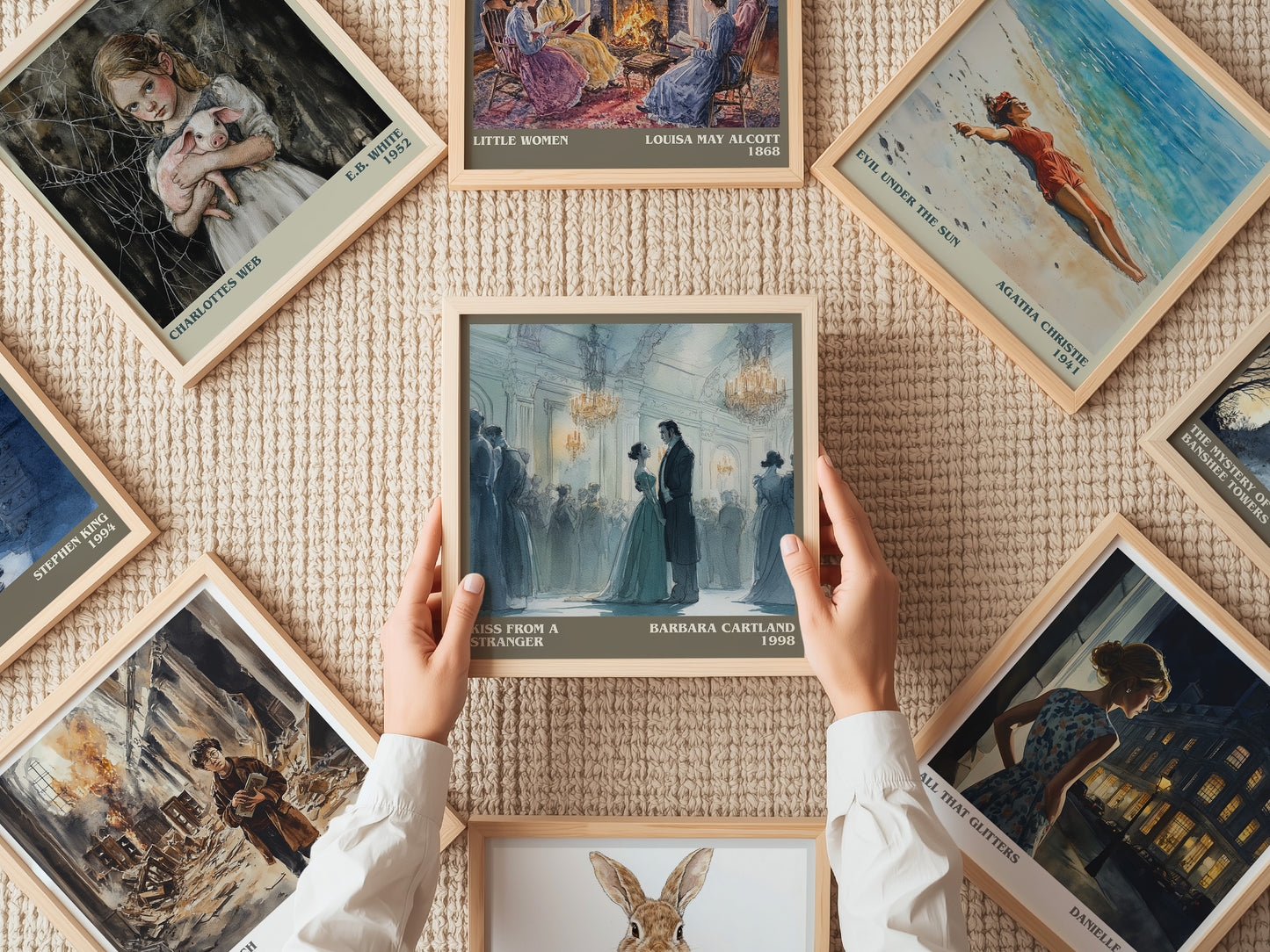 Kiss from a Stranger literary print on bookshelf – Barbara Cartland fan gift
