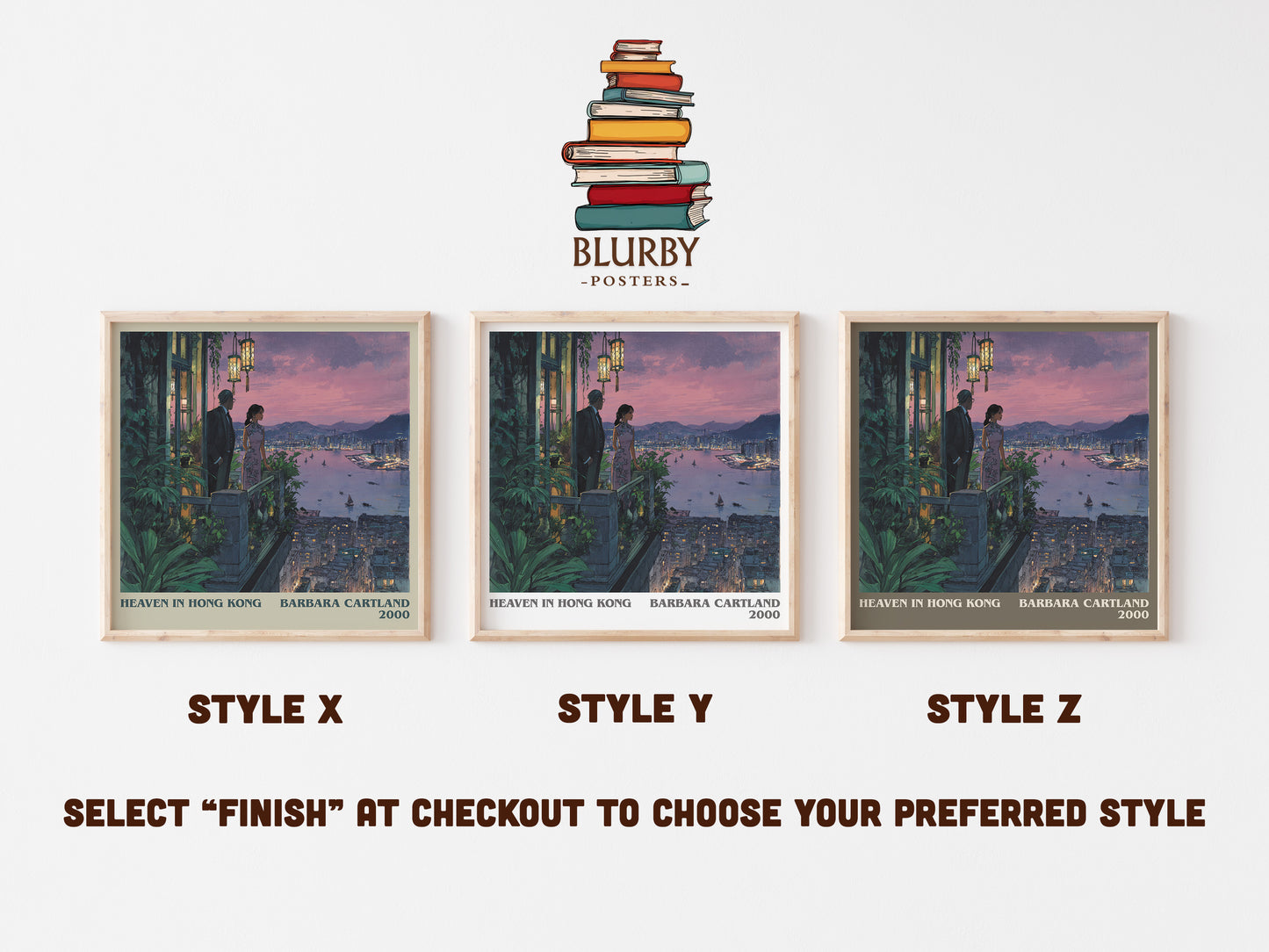 Heaven in Hong Kong literary art print colour and style options – Barbara Cartland book art