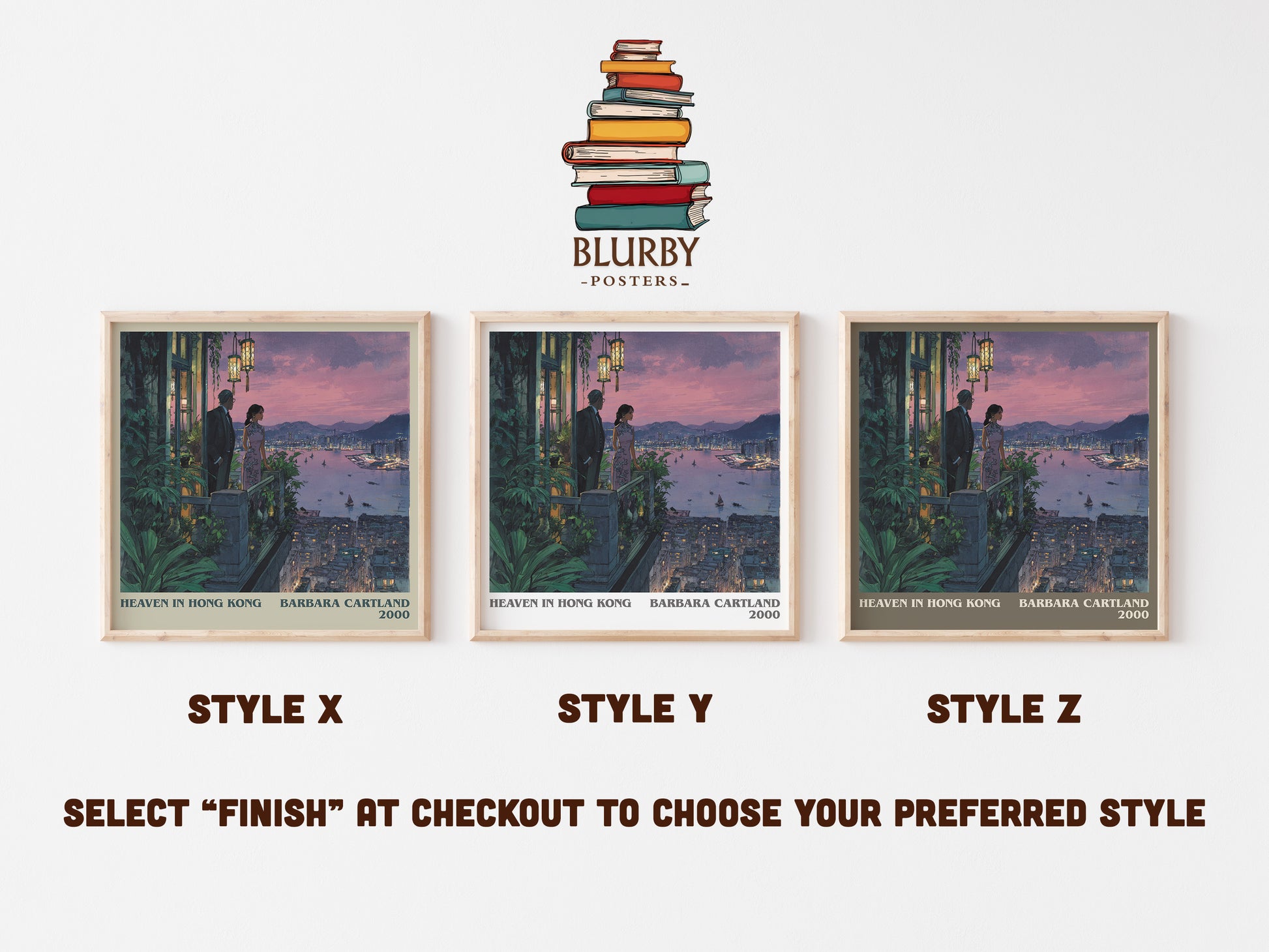 Heaven in Hong Kong literary art print colour and style options – Barbara Cartland book art