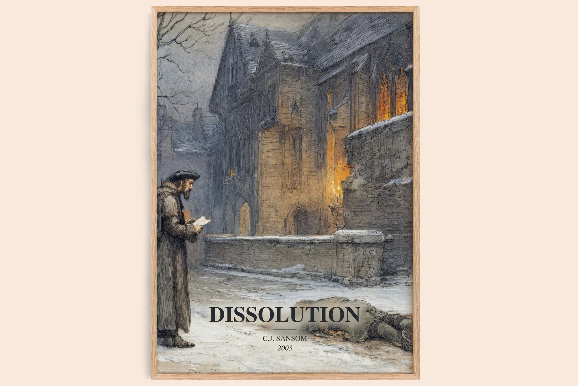 Dissolution watercolour book poster by C.J. Sansom – framed literary art print