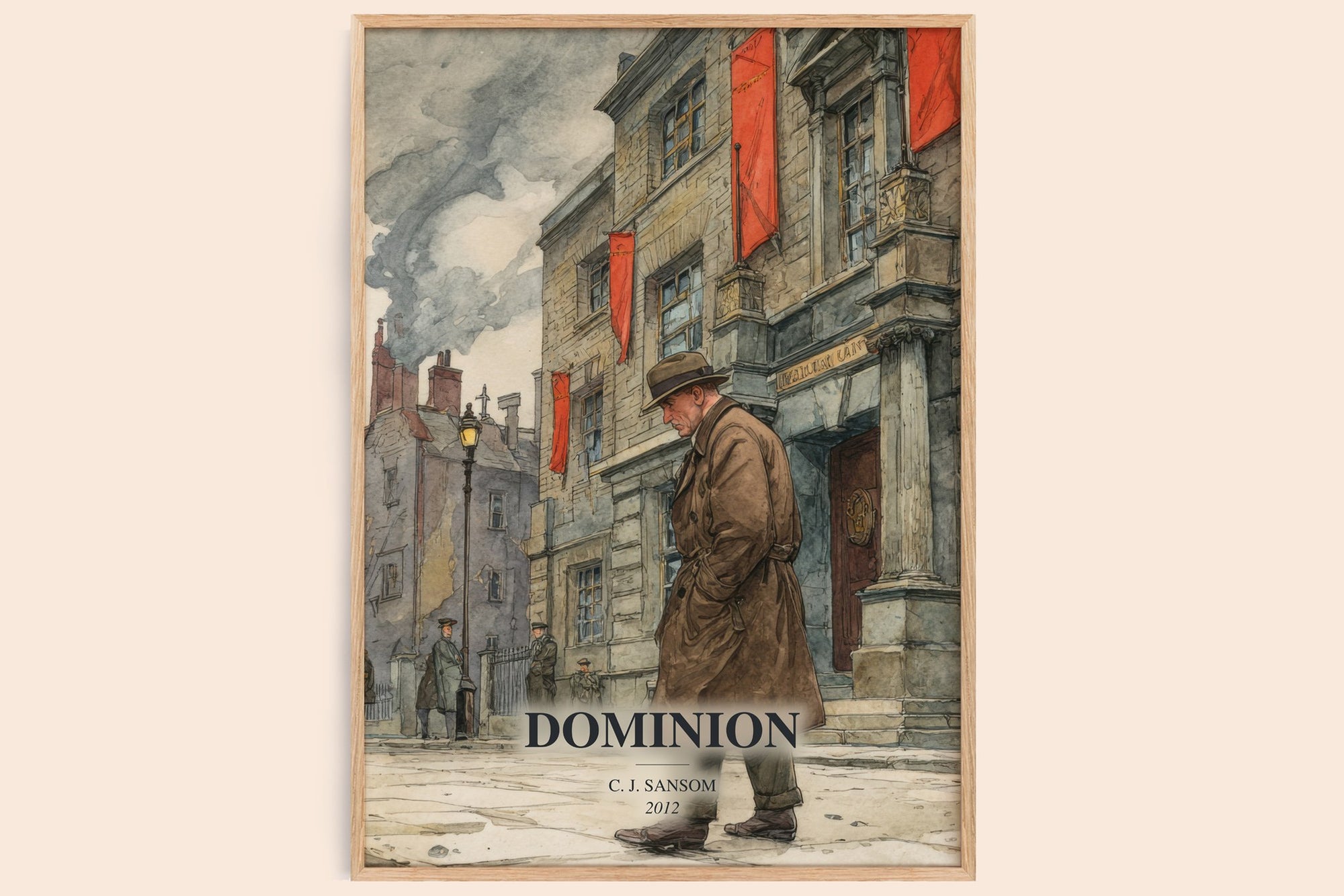 Dominion watercolour book poster by C. J. Sansom – framed literary art print