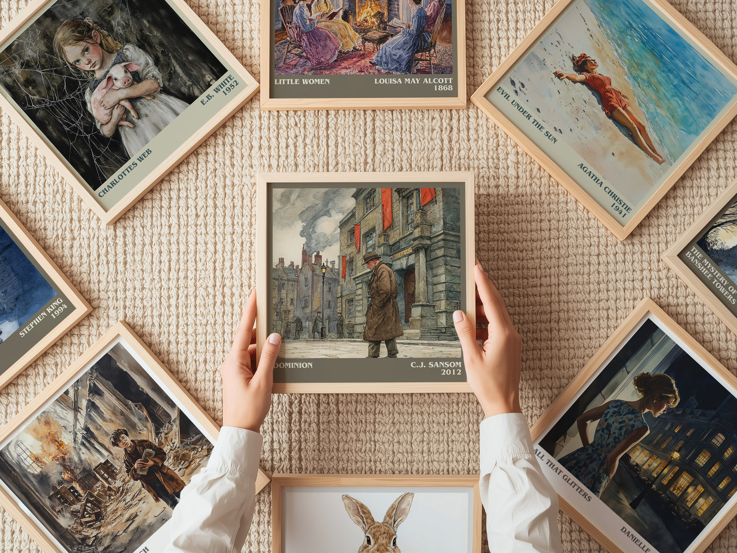 Dominion literary print on bookshelf – C. J. Sansom fan gift