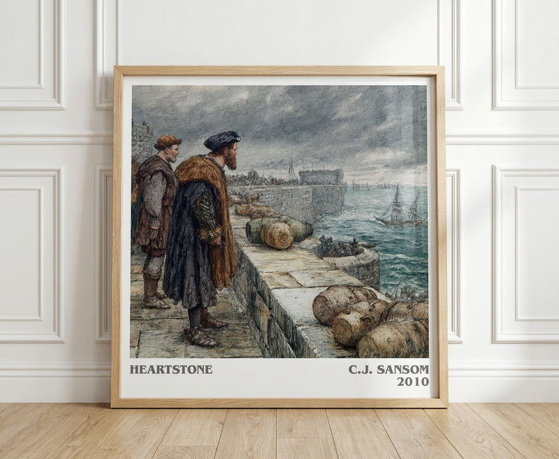 Heartstone literary print in frame leaning in hallway – historical fiction wall art
