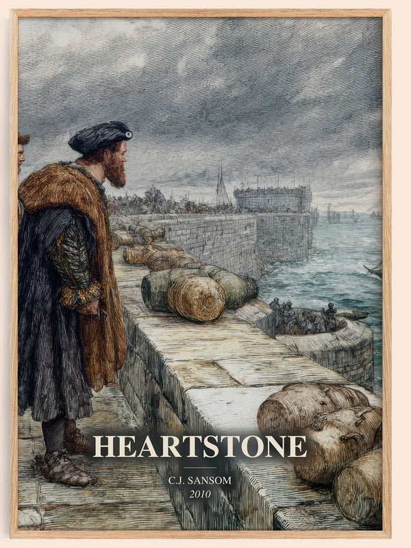 Heartstone watercolour book poster by C.J. Sansom – framed literary art print
