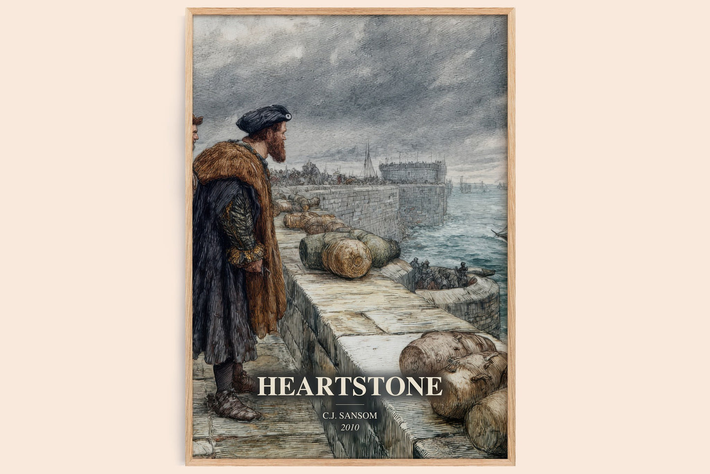 Heartstone watercolour book poster by C.J. Sansom – framed literary art print