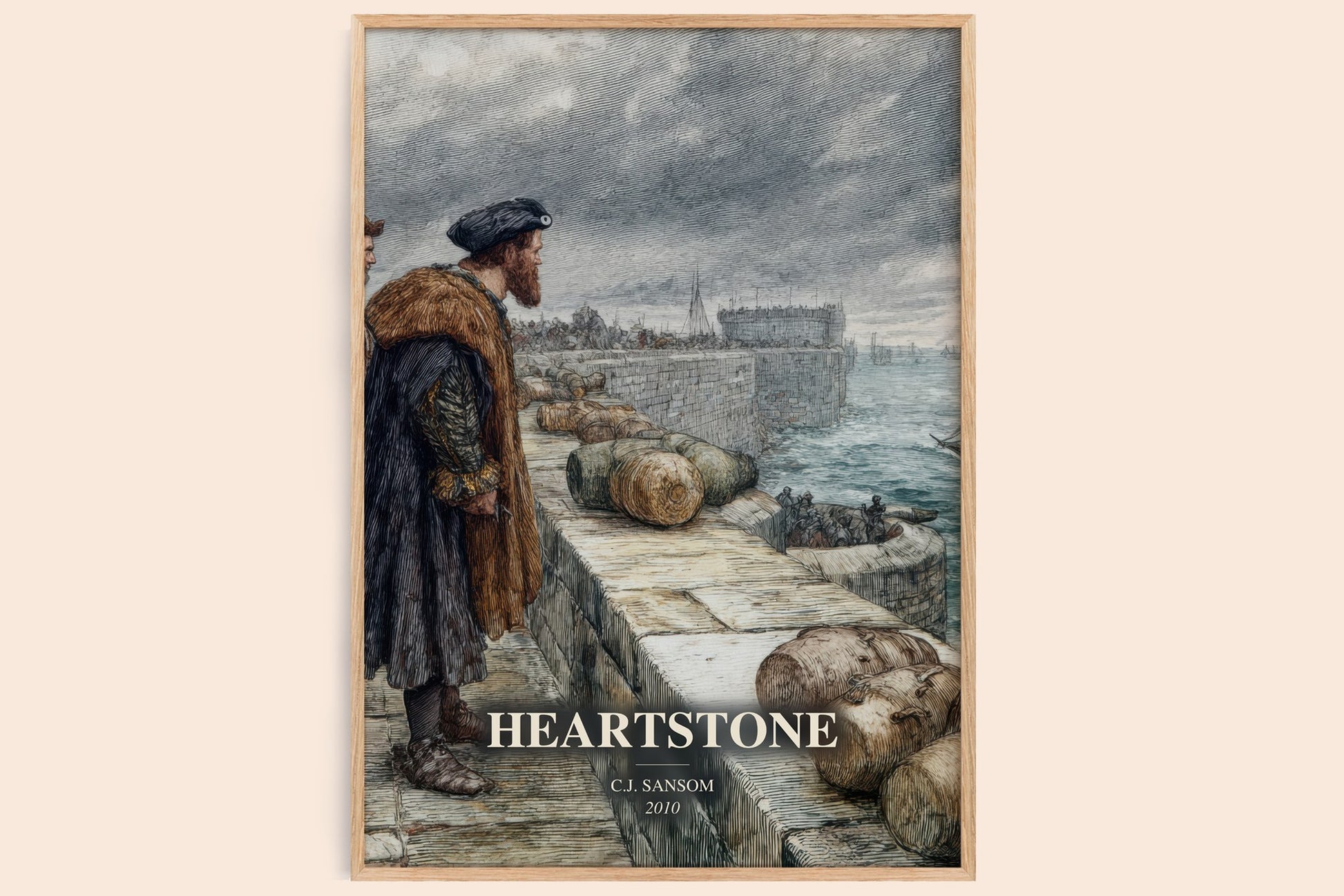 Heartstone watercolour book poster by C.J. Sansom – framed literary art print