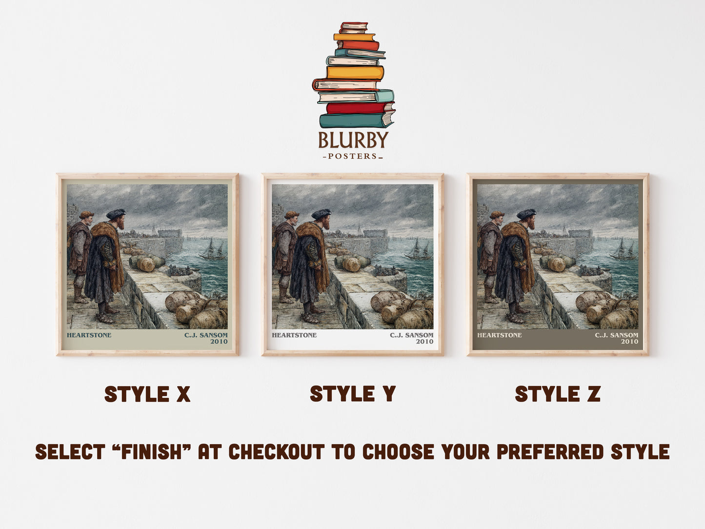 Heartstone literary art print colour and style options – C.J. Sansom book art