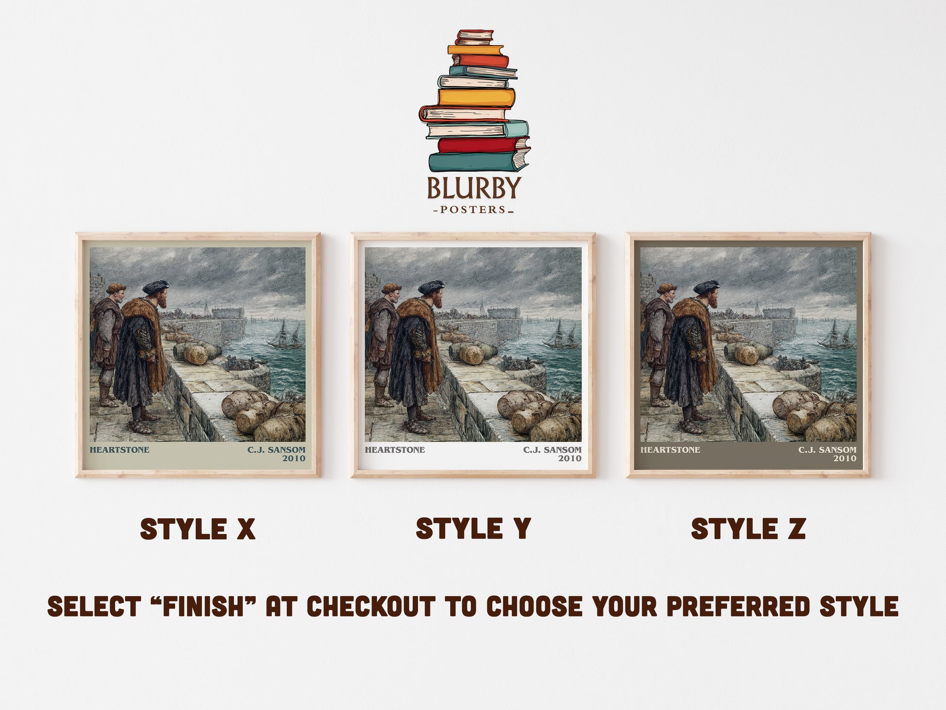 Heartstone literary art print colour and style options – C.J. Sansom book art