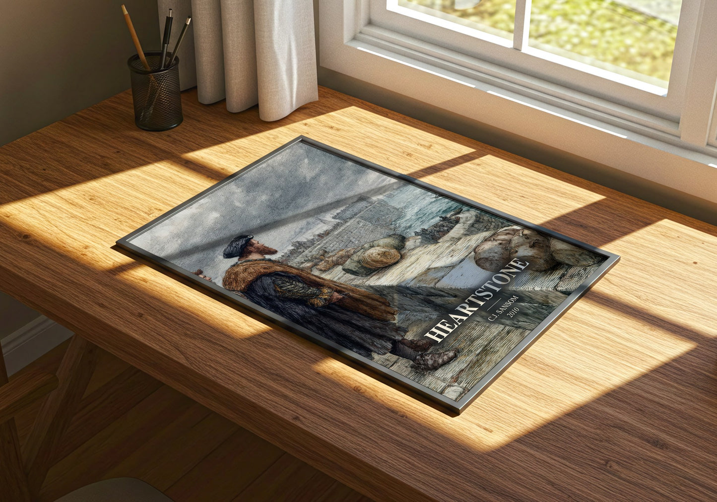 Heartstone watercolour book poster framed on wall – historical fiction wall art