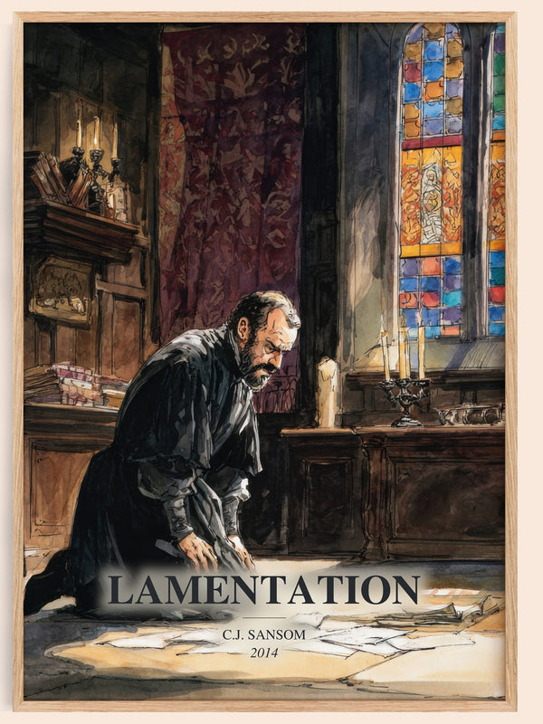 Lamentation watercolour book poster by C.J. Sansom – framed literary art print