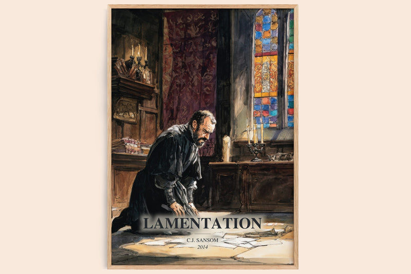 Lamentation watercolour book poster by C.J. Sansom – framed literary art print