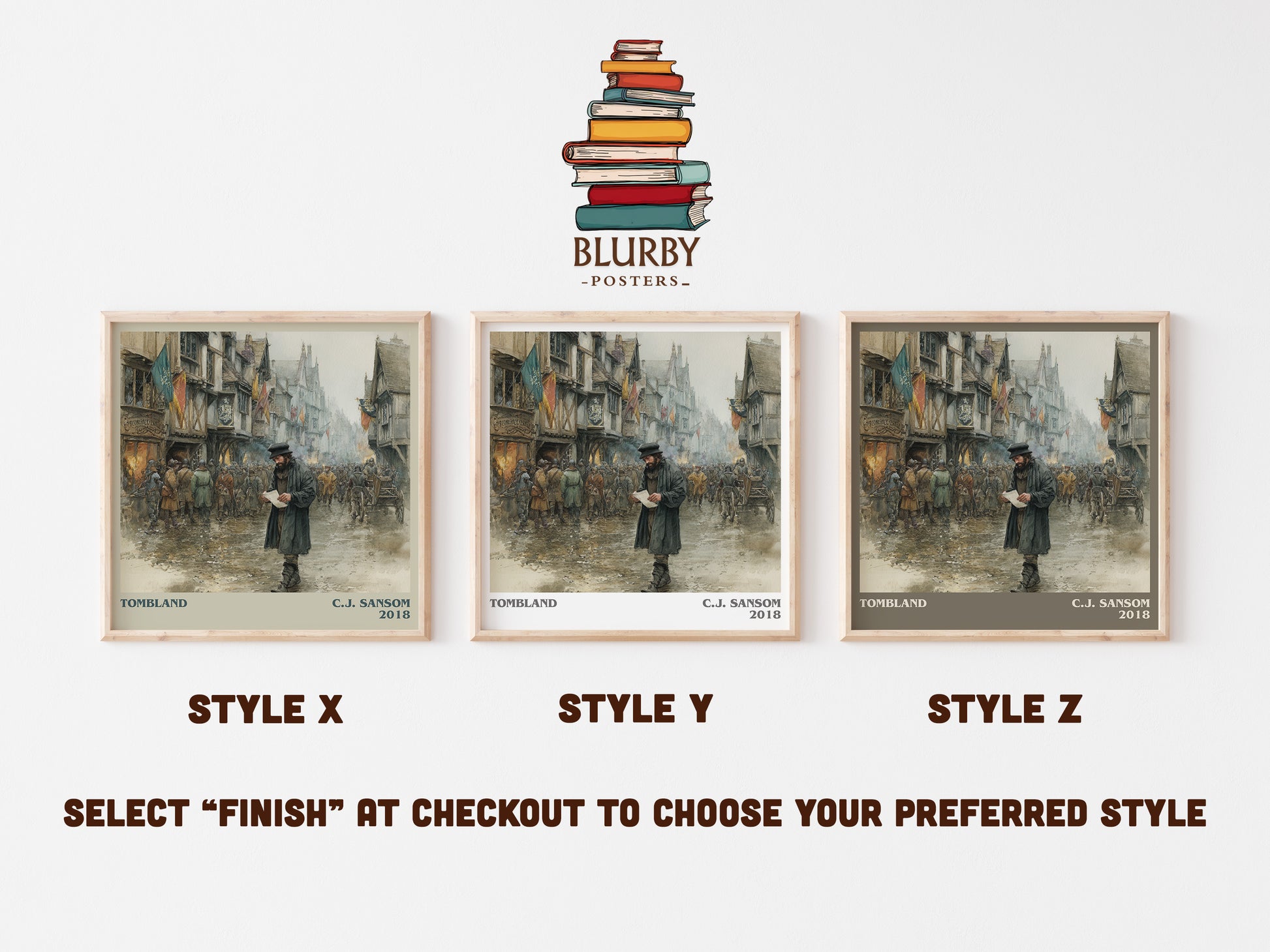 Tombland literary art print colour and style options – C.J. Sansom book art