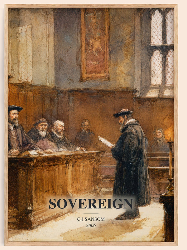 Sovereign watercolour book poster by C.J Sansom – framed literary art print
