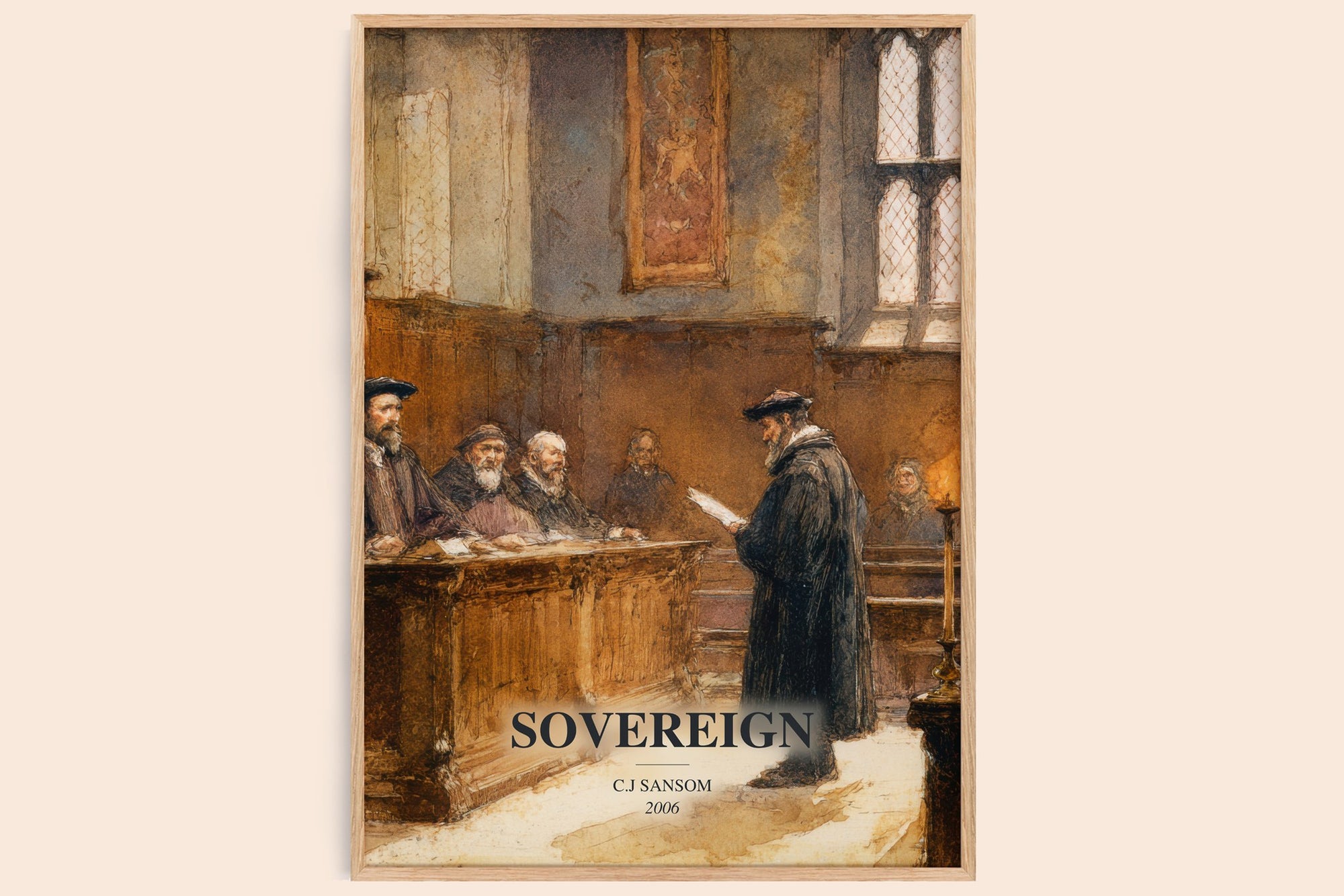 Sovereign watercolour book poster by C.J Sansom – framed literary art print