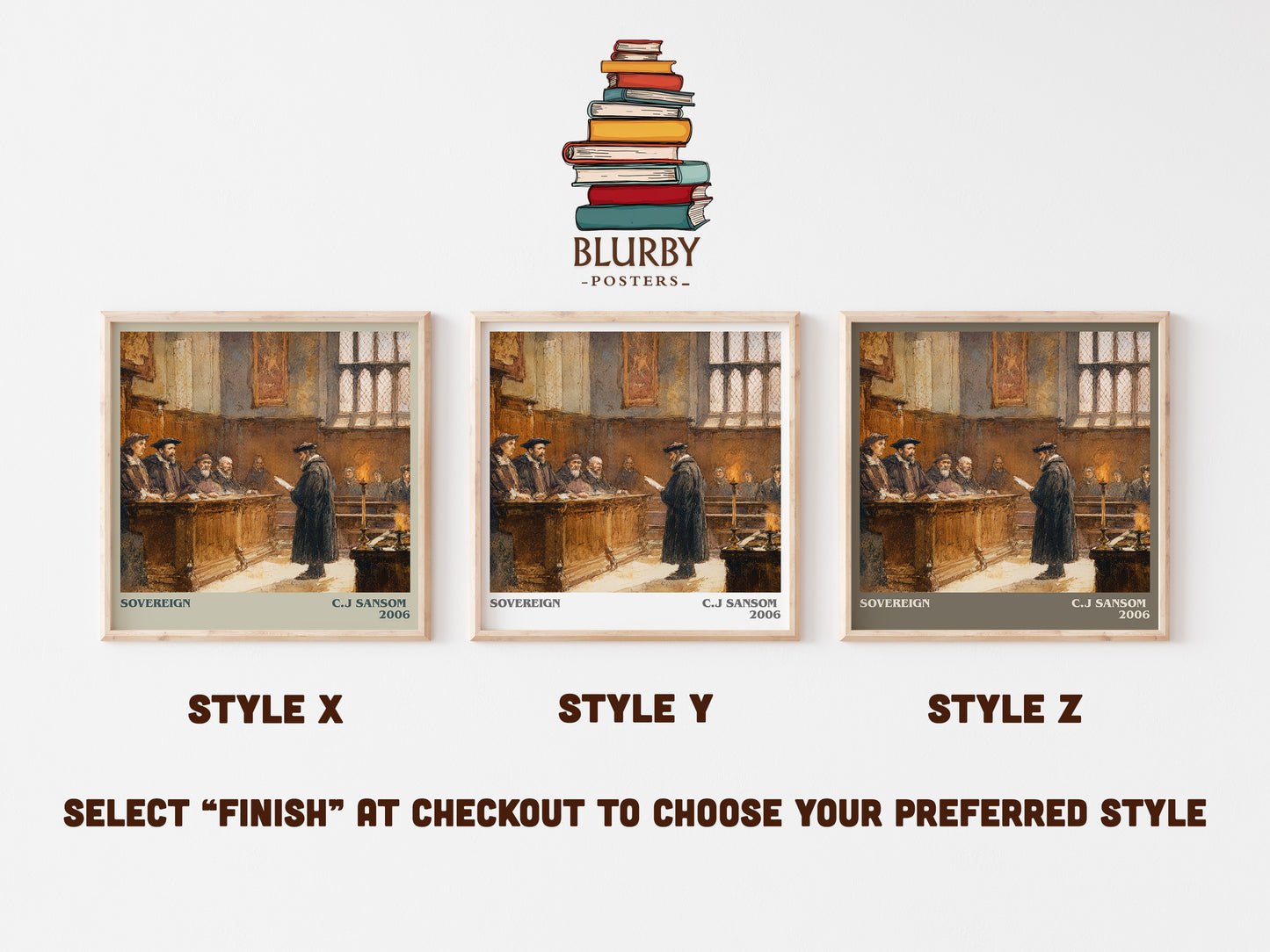 Sovereign literary art print colour and style options – C.J Sansom book art