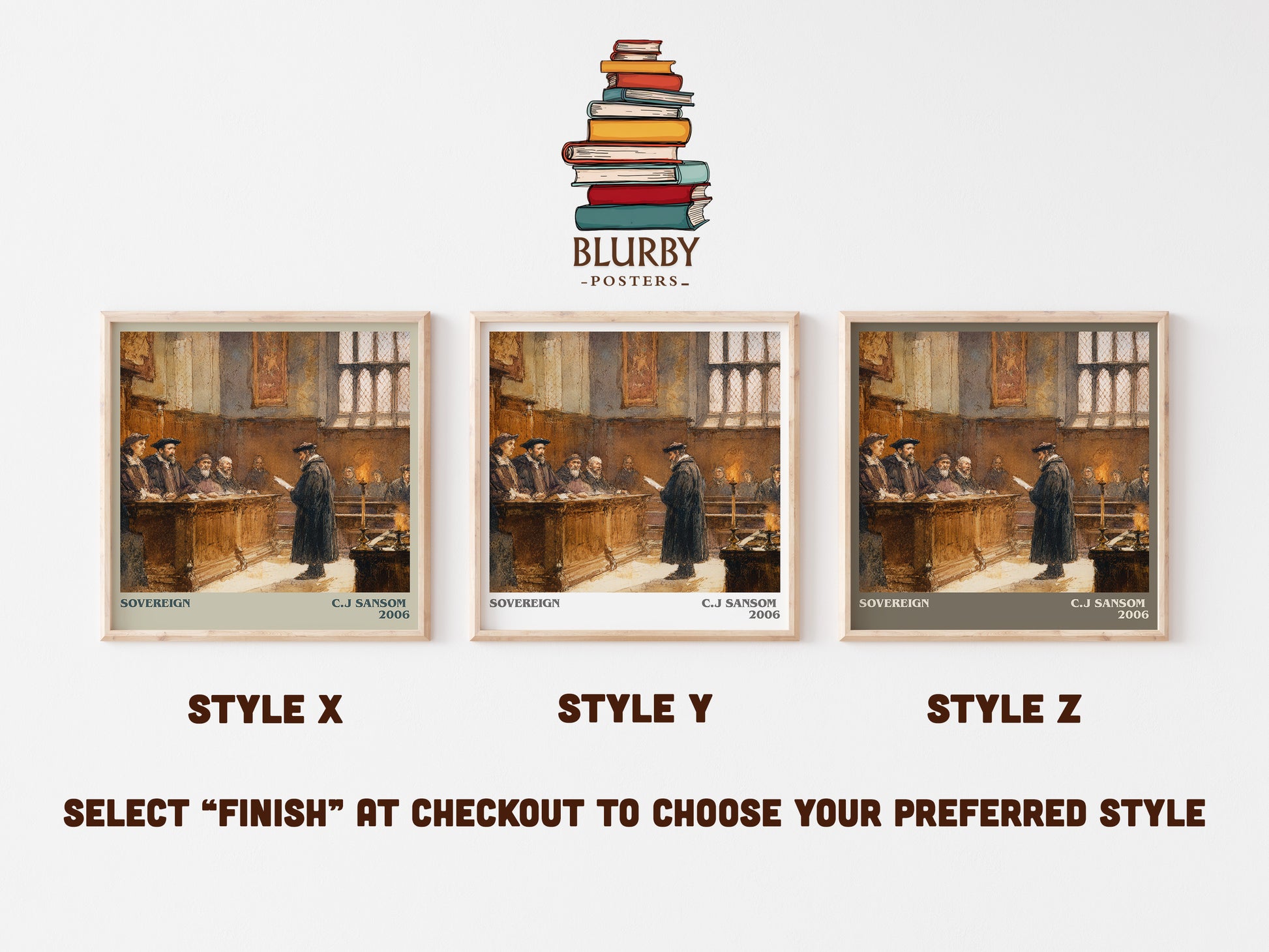 Sovereign literary art print colour and style options – C.J Sansom book art
