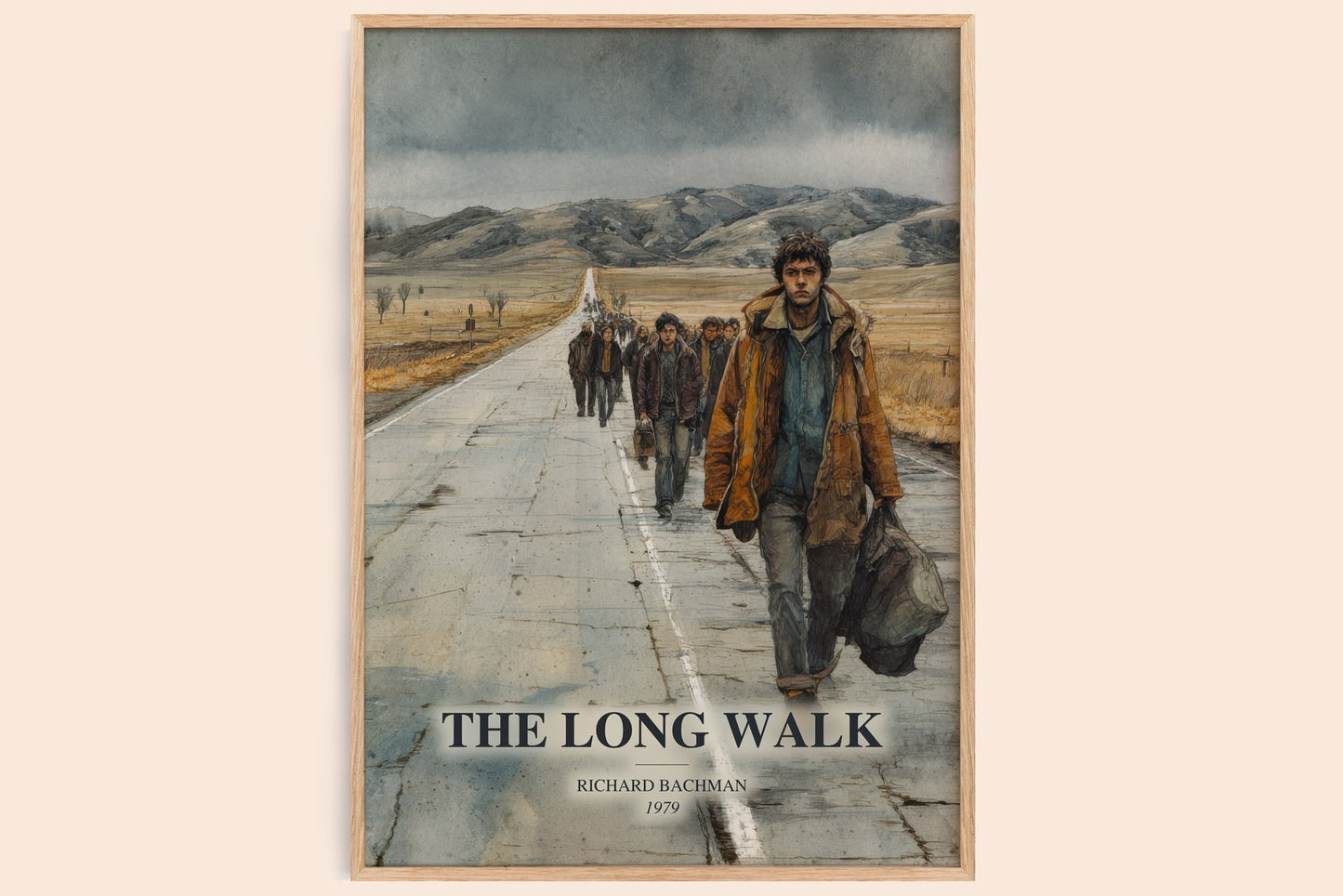 The Long Walk watercolour book poster by Richard Bachman – framed literary art print