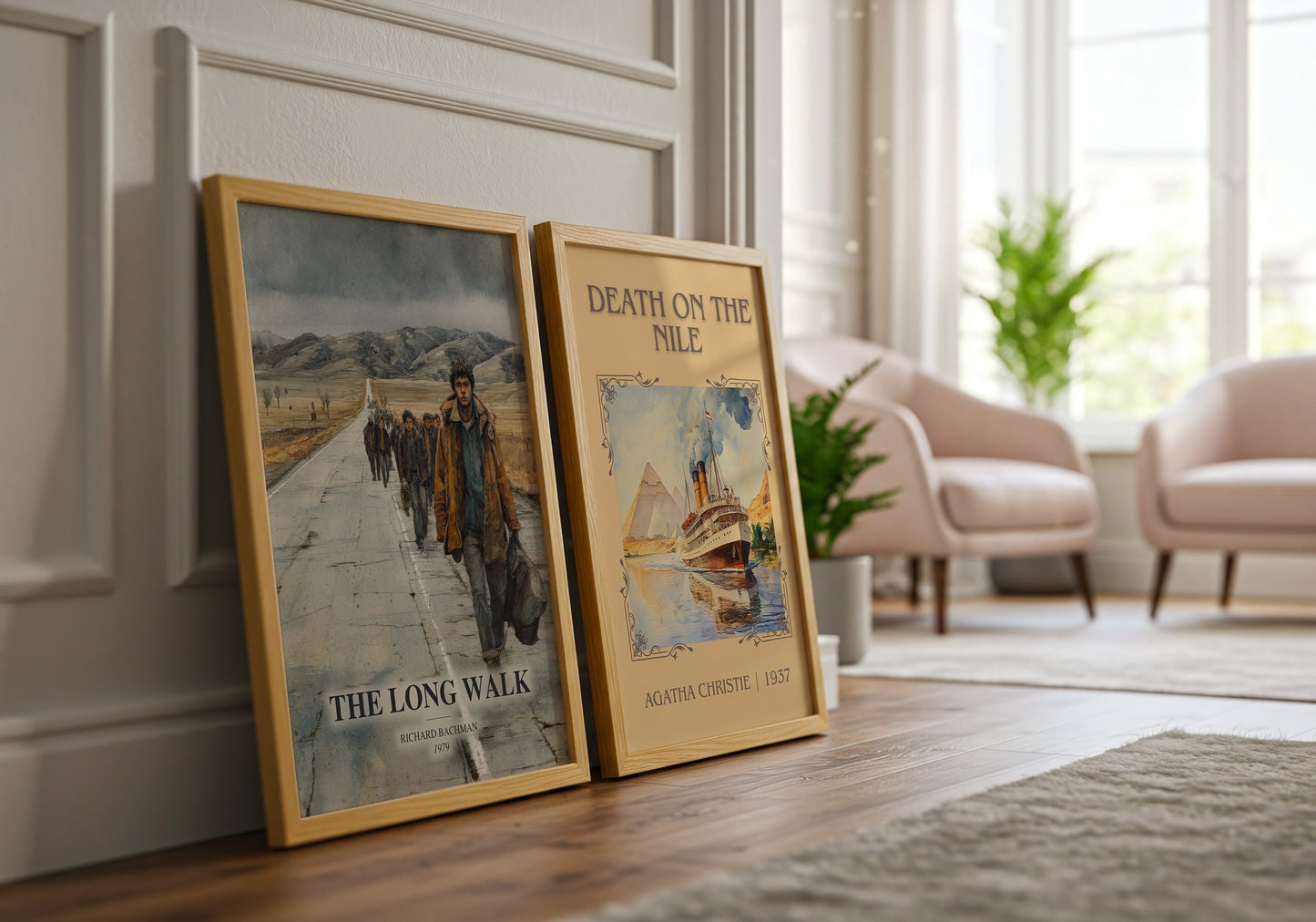 The Long Walk watercolour print framed by window – literary home decor