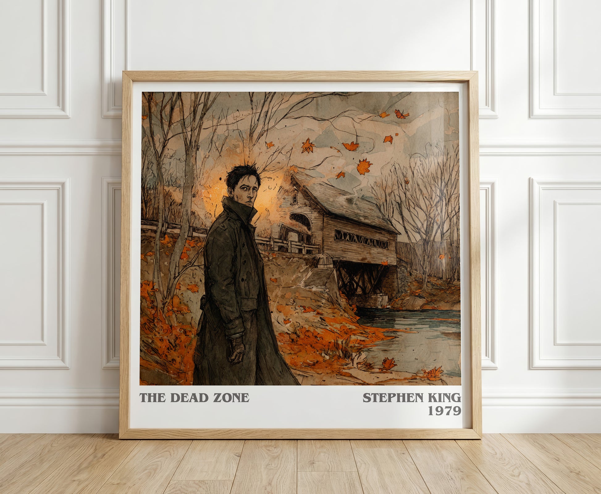 The Dead Zone literary print in frame leaning in hallway – thriller wall art