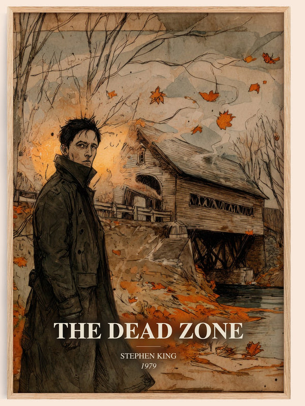 The Dead Zone watercolour book poster by Stephen King – framed literary art print