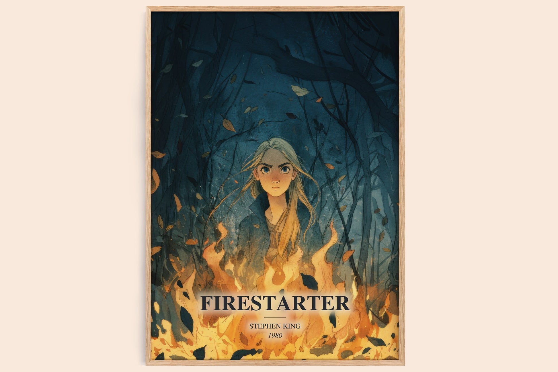 Firestarter watercolour book poster by Stephen King – framed literary art print