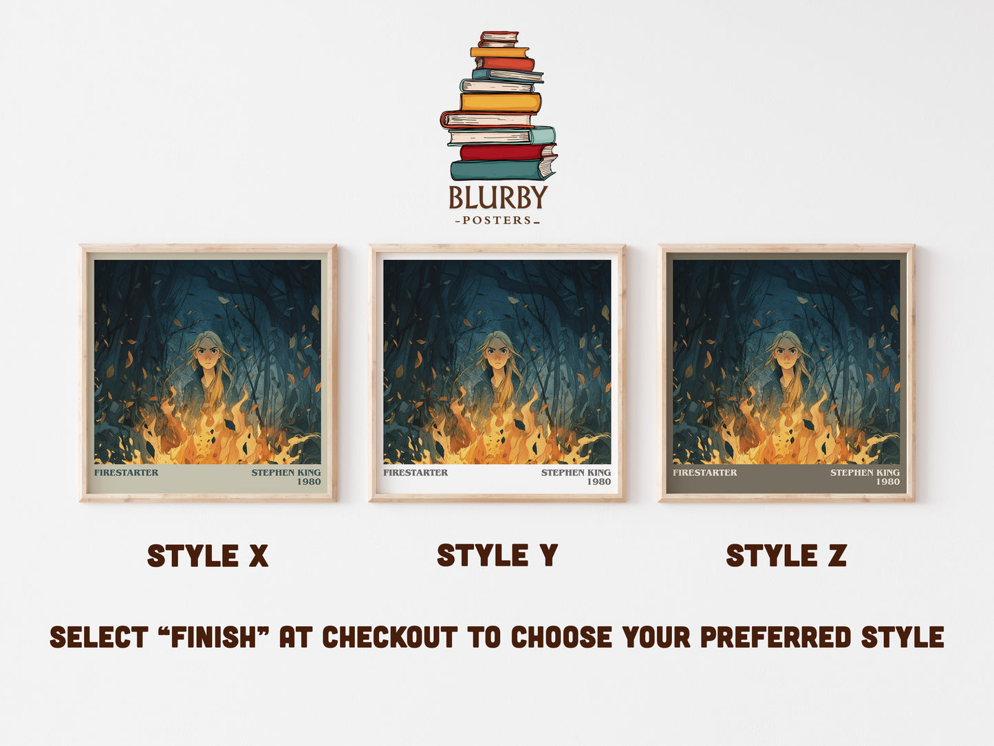 Firestarter literary art print colour and style options – Stephen King book art