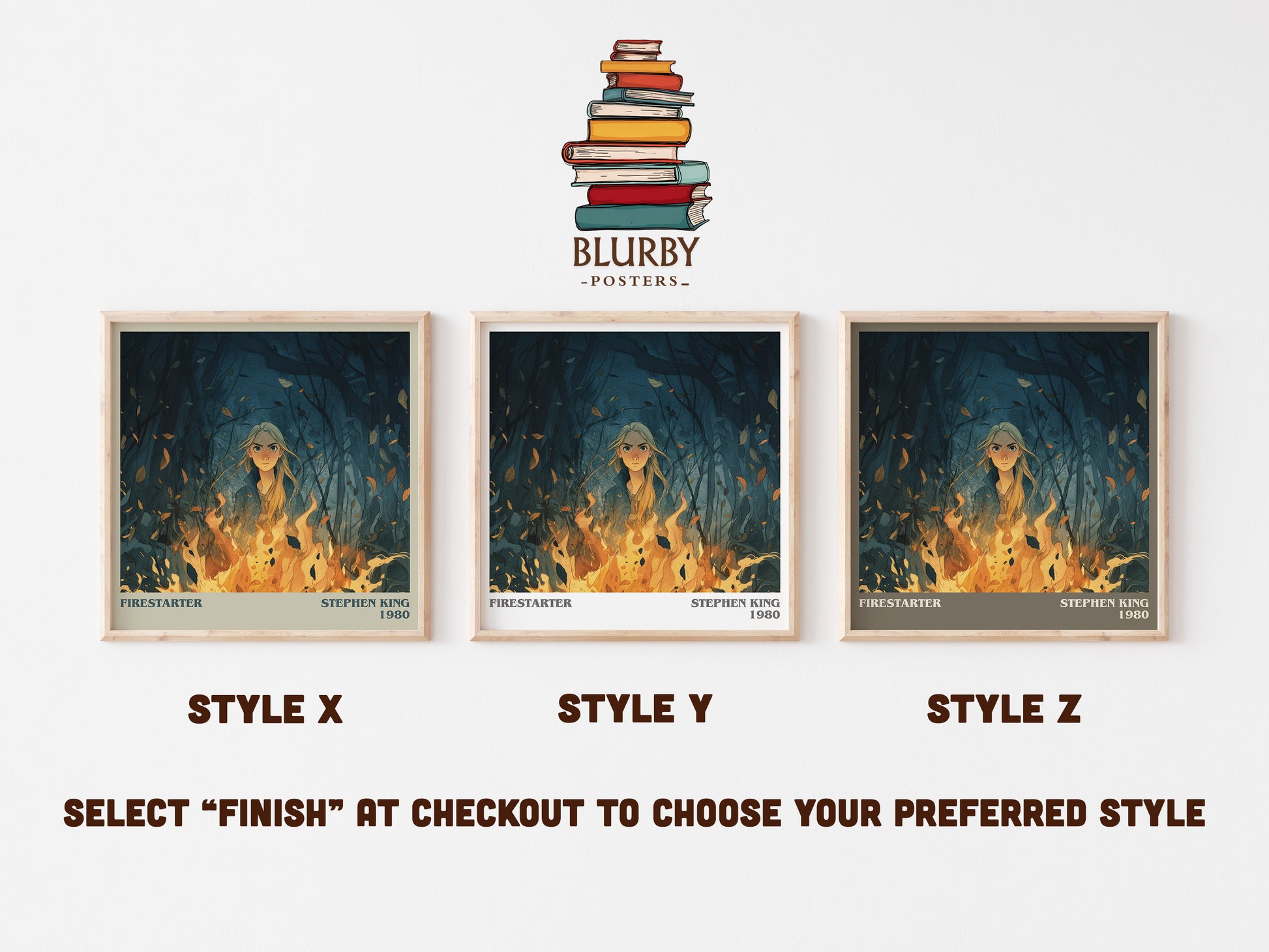 Firestarter literary art print colour and style options – Stephen King book art