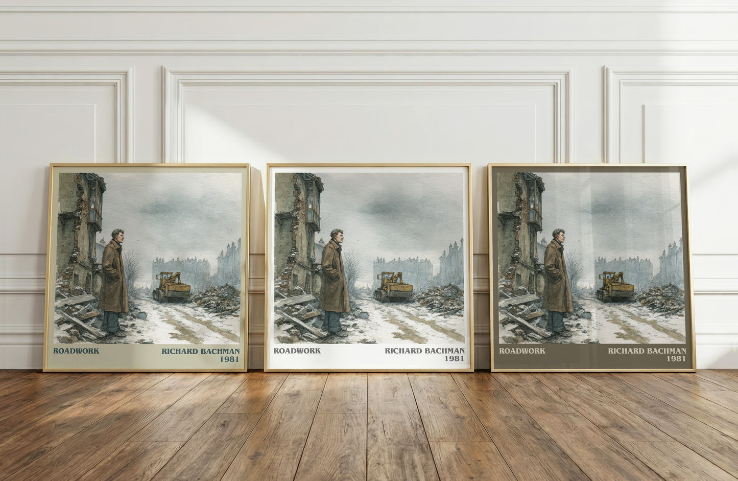 Roadwork literary print framed by window – literary home decor