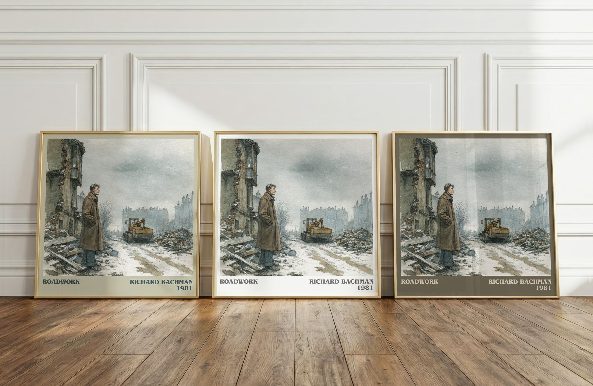Roadwork literary print framed by window – literary home decor
