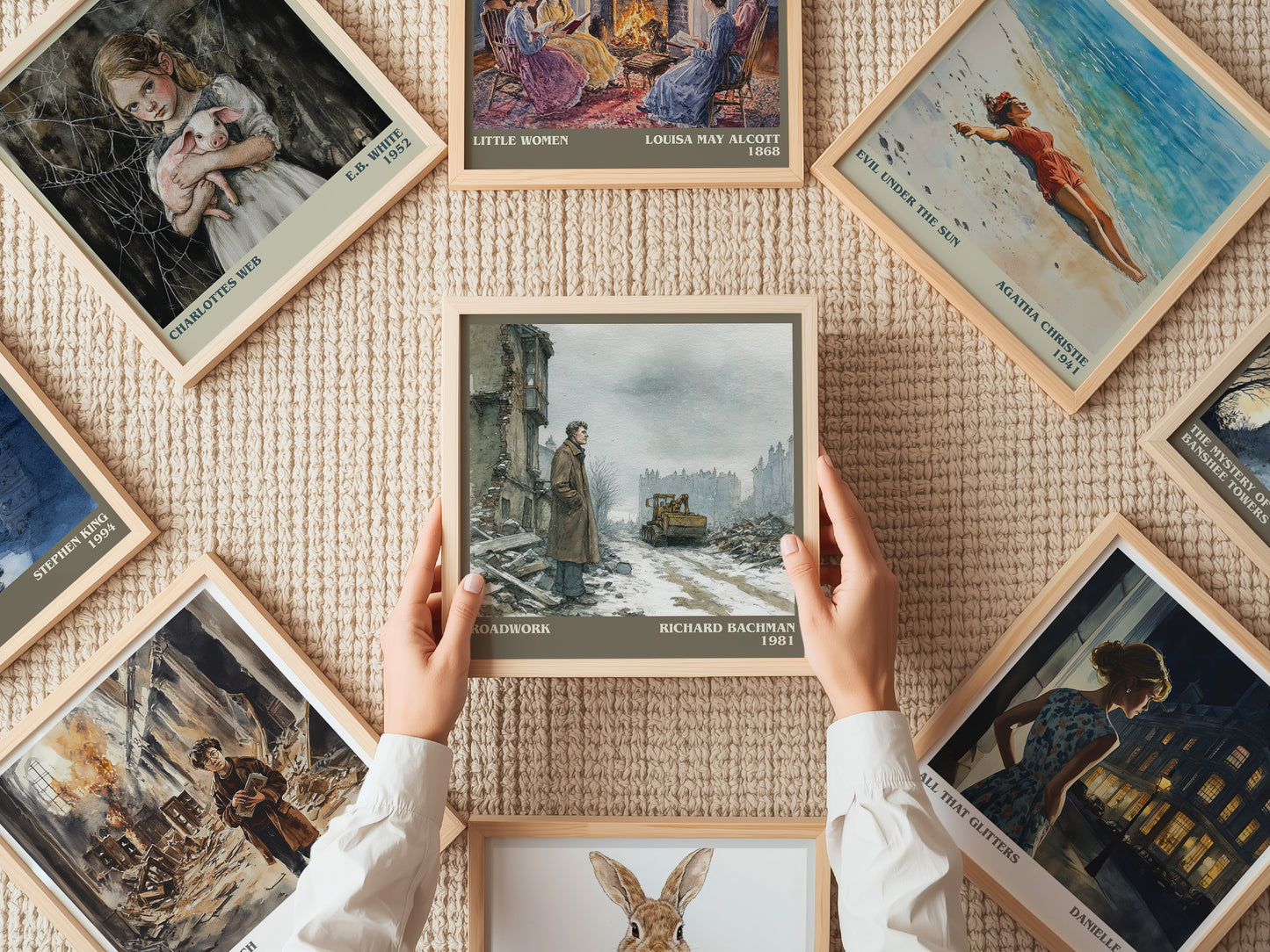 Roadwork literary print on bookshelf – Richard Bachman fan gift