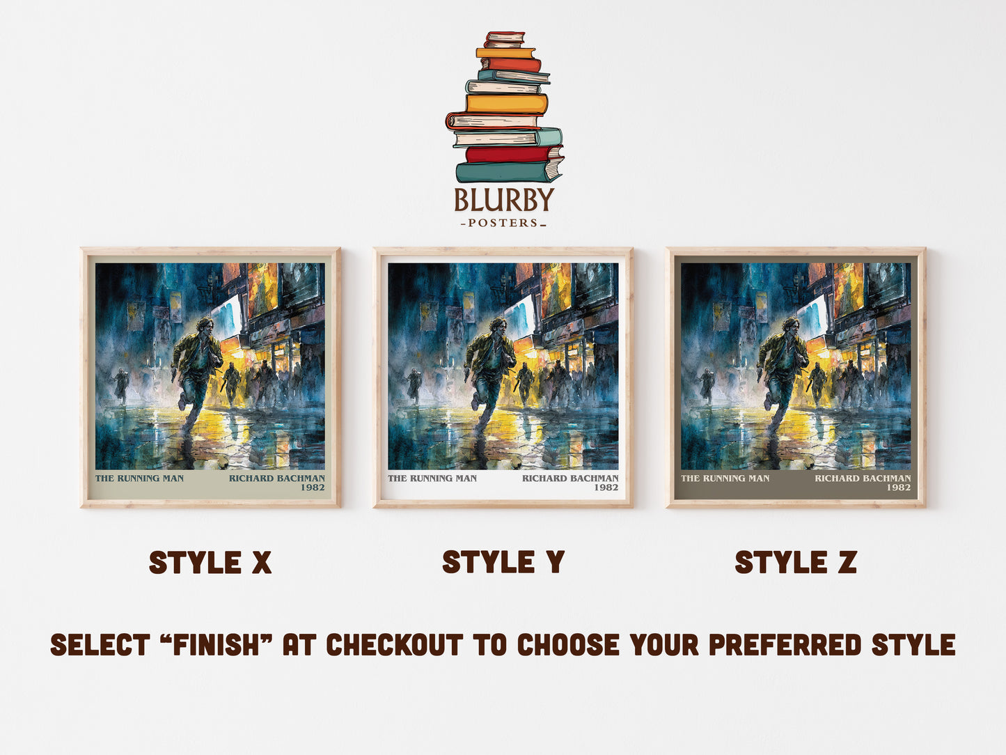The Running Man literary art print colour and style options – Richard Bachman book art