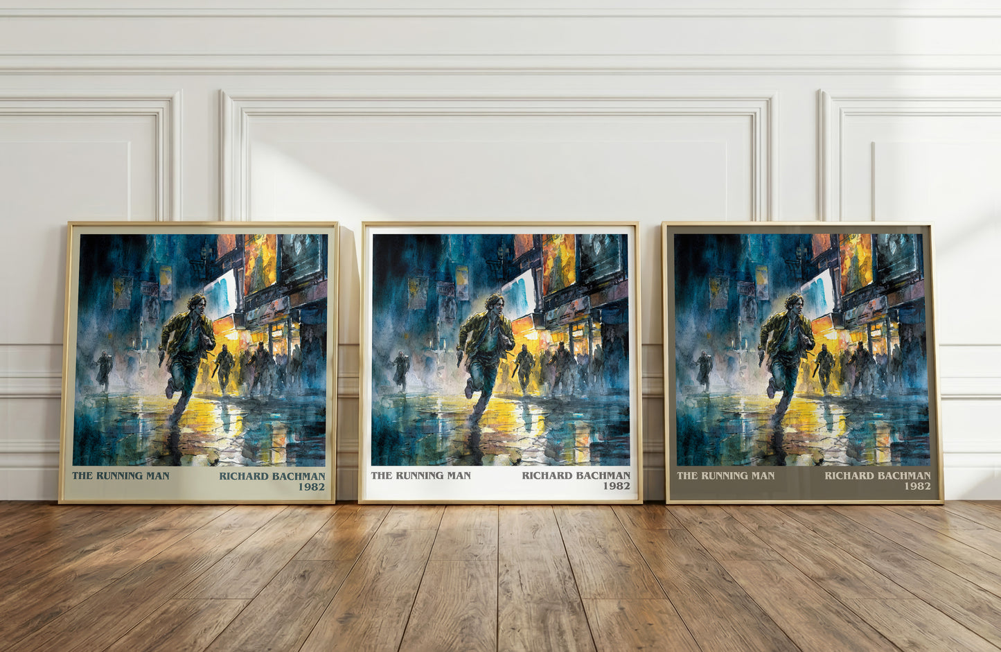 The Running Man literary print framed by window – literary home decor