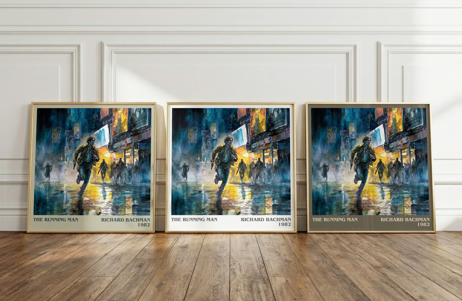 The Running Man literary print framed by window – literary home decor