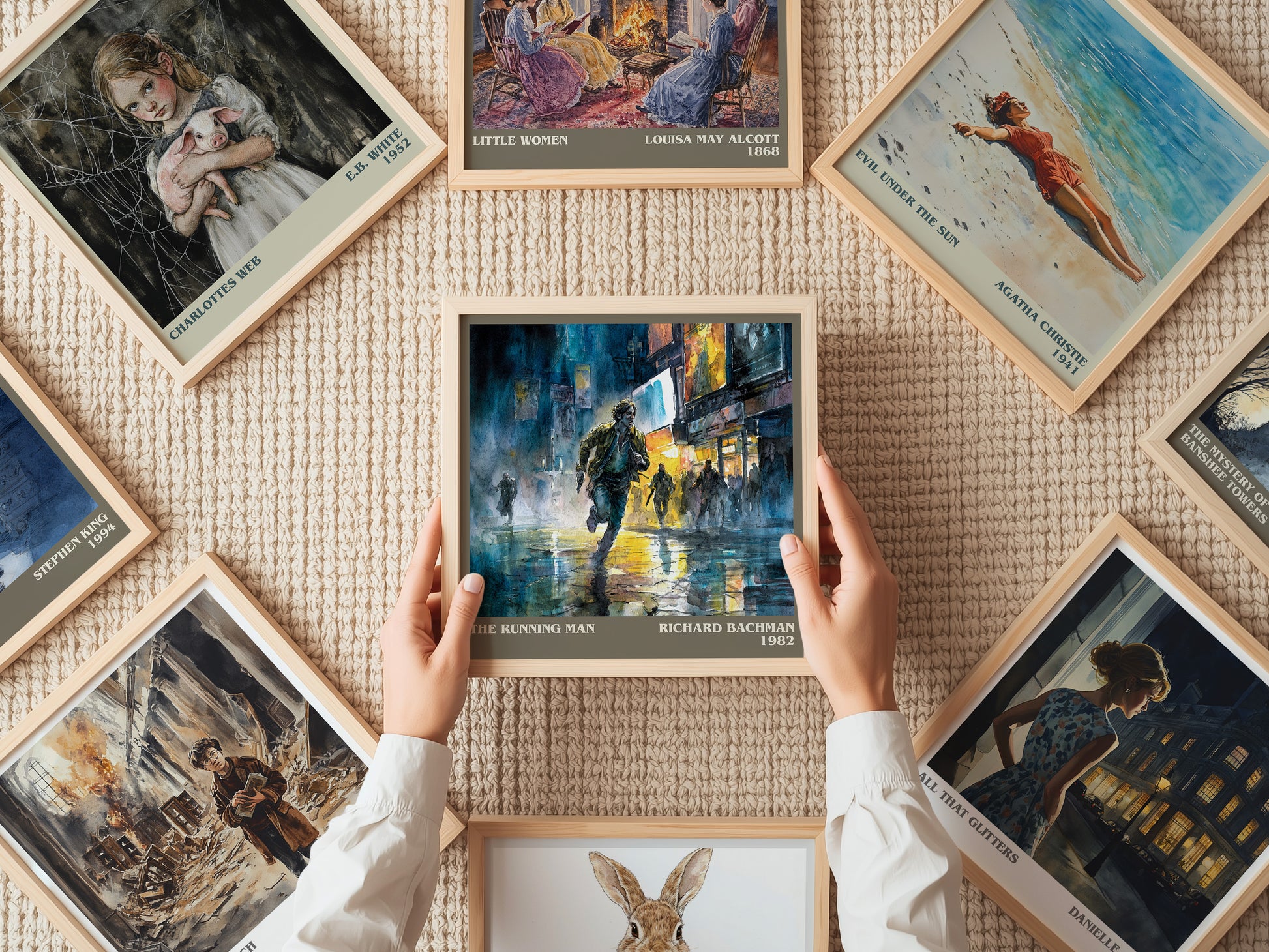 The Running Man literary print on bookshelf – Richard Bachman fan gift