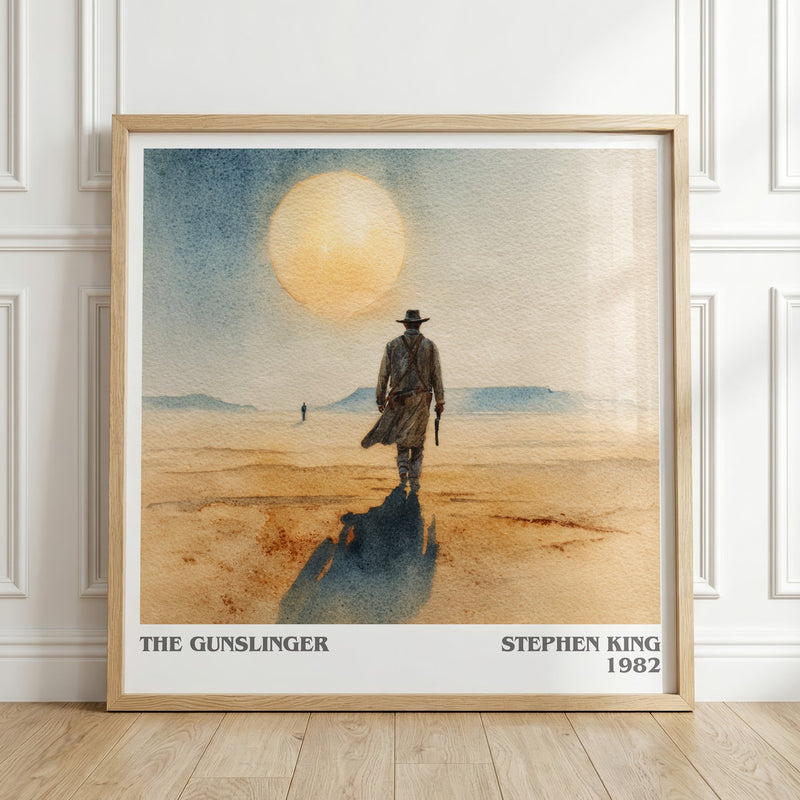 The Gunslinger literary print in frame leaning in hallway – fantasy wall art