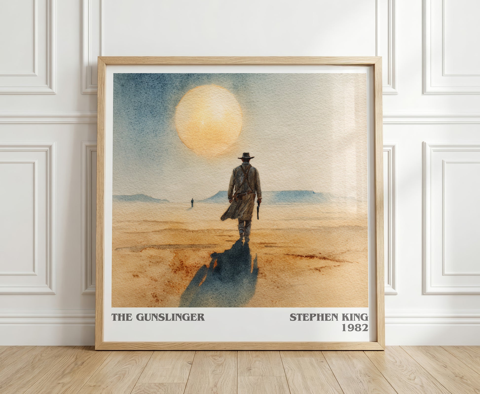 The Gunslinger literary print in frame leaning in hallway – fantasy wall art