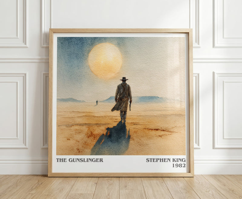 The Gunslinger literary print in frame leaning in hallway – fantasy wall art