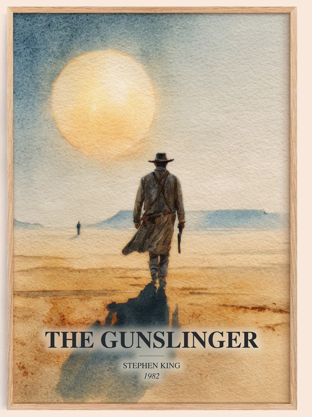 The Gunslinger watercolour book poster by Stephen King – framed literary art print