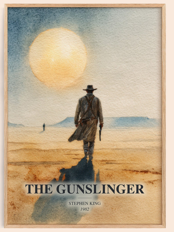 The Gunslinger watercolour book poster by Stephen King – framed literary art print