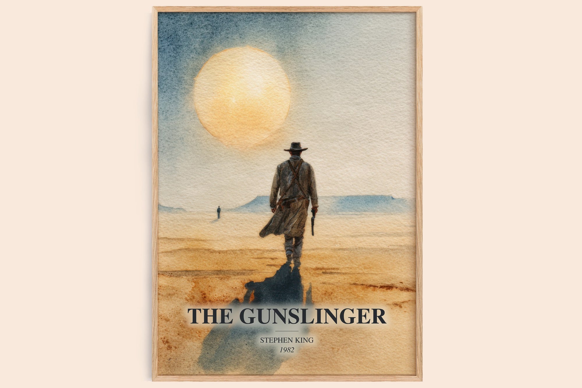 The Gunslinger watercolour book poster by Stephen King – framed literary art print