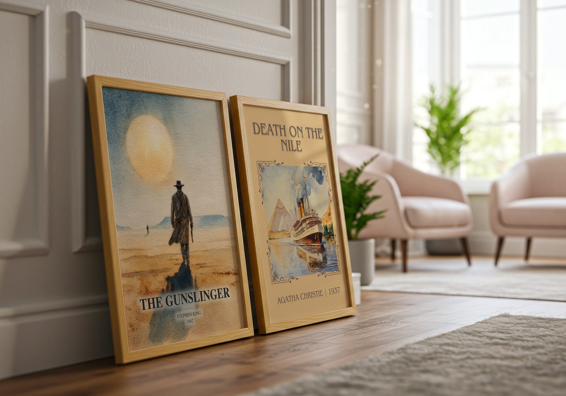 The Gunslinger watercolour print framed by window – literary home decor