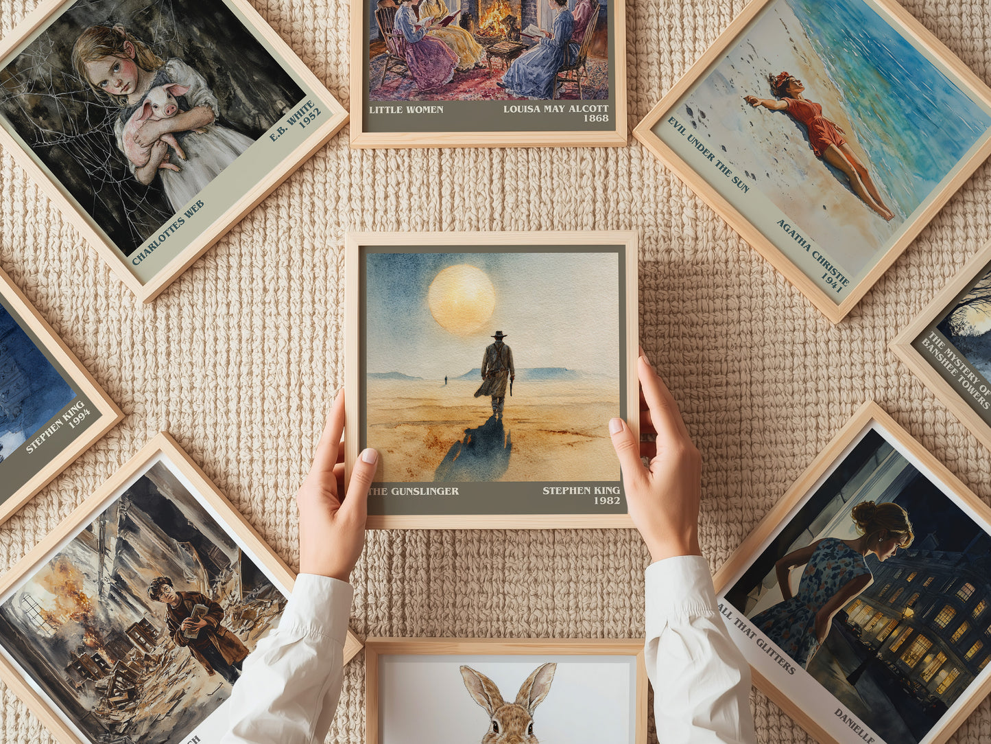 The Gunslinger literary print on bookshelf – Stephen King fan gift