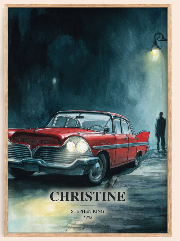 Christine watercolour book poster by Stephen King – framed literary art print