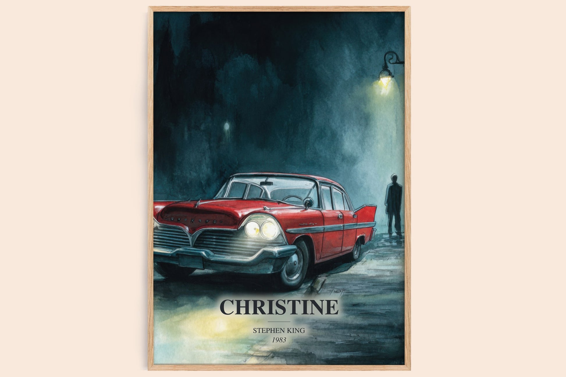 Christine watercolour book poster by Stephen King – framed literary art print