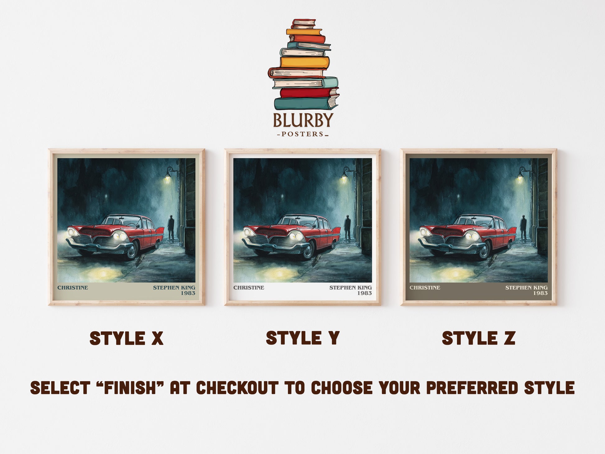 Christine literary art print colour and style options – Stephen King book art